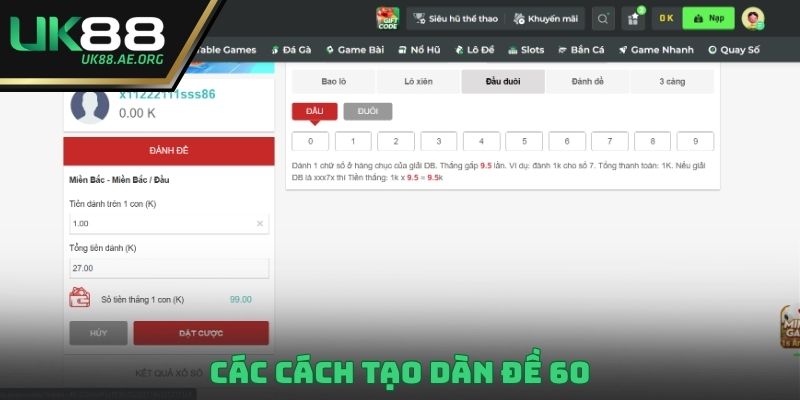 Các cách tạo dàn đề 60