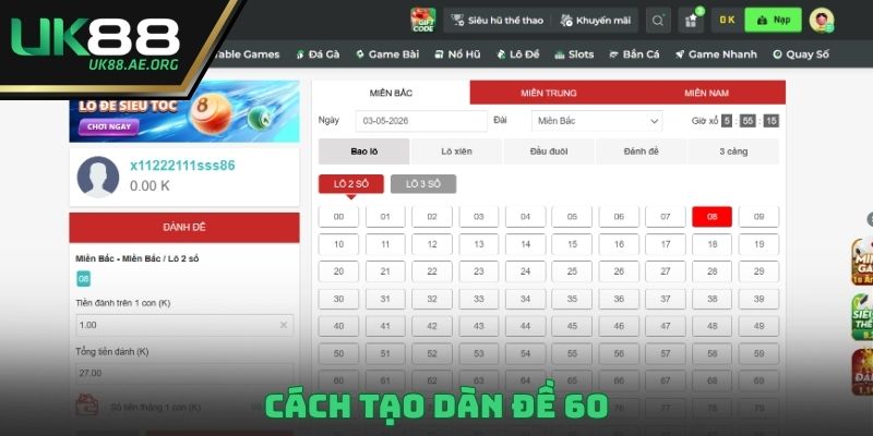 cách tạo dàn đề 60