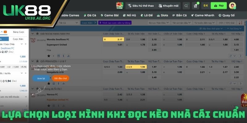 Lựa chọn loại hình khi đọc kèo nhà cái chuẩn