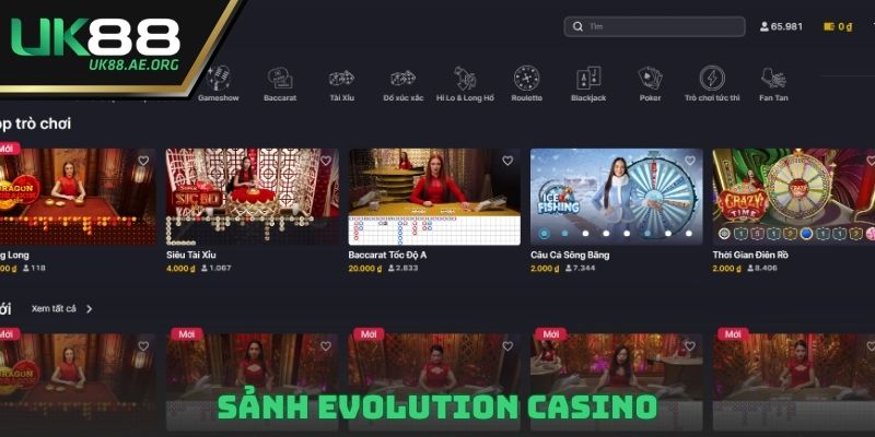 sảnh Evolution Casino